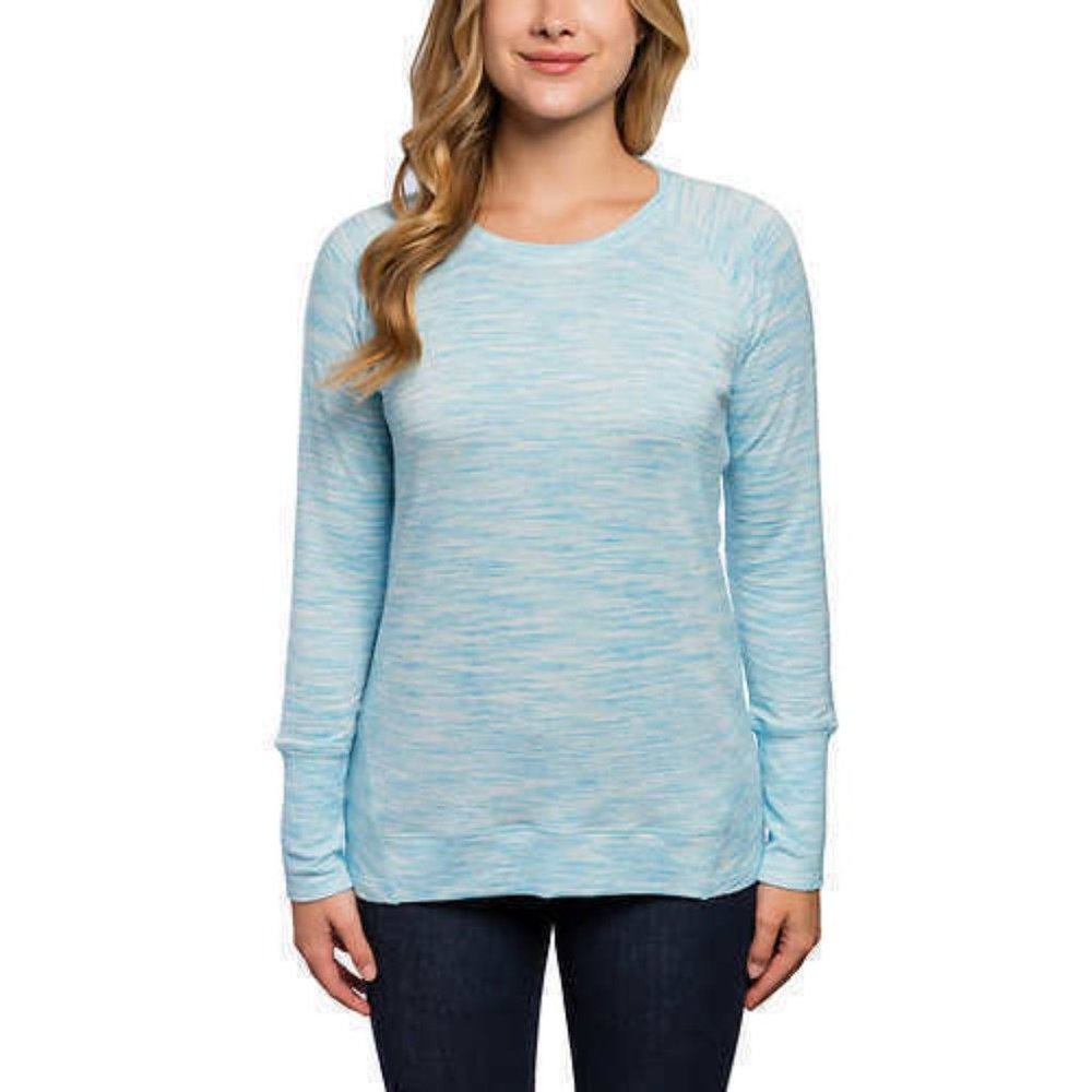 Champion Womens Long Sleeve Heather Tee- Blue S
